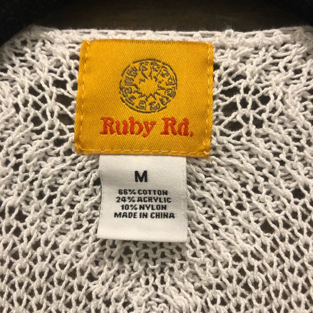 Ruby Rd. White Open Front Short Sleeve Sweater - image 2